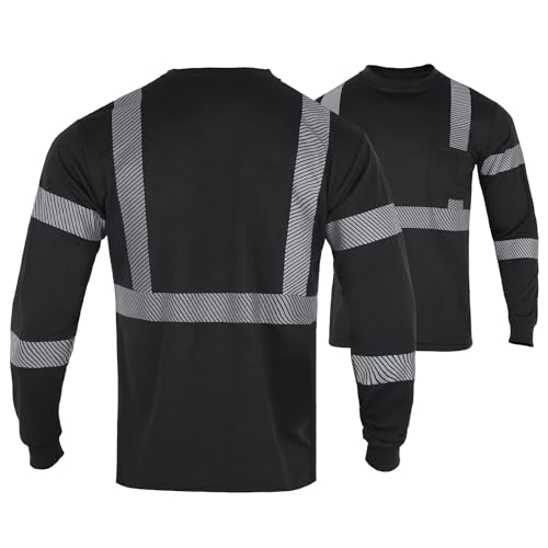 Safety Shirts for Men High Visibility Reflective Hi Vis Construction Work T Shirts Long Sleeve Breathable
