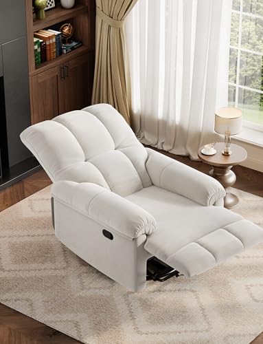 Swivel Rocking Nursery Recliner Chair Rocker Recliner Glider Deep Seat PU Leather Sofa Chair with high Backrest for Nursery
