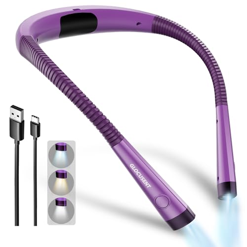 Book Light, 3-Color & 6-Brightness Reading Light, Bendable Neck Light, Long Lasting Rechargeable Lamp, Perfect Book Light for Reading in Bed, Knitting, Camping, Repairing, Book Lovers Gifts