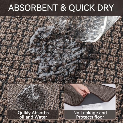 Kitchen Rugs Non Slip Washable Kitchen Mat for Floor Khaki 17"x71"