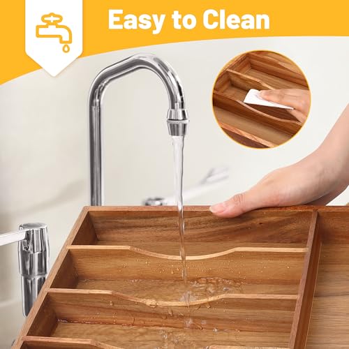Expandable Bamboo Kitchen Drawer Organizer