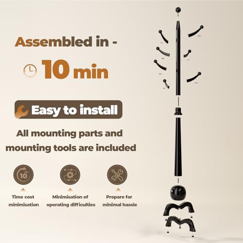 Coat Rack Freestanding with 8 Hooks