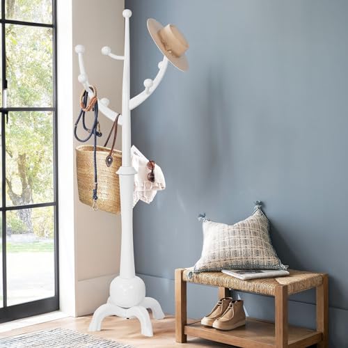 Coat Rack Freestanding Wood Tree Rack with 8 Hooks