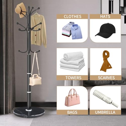 Modern Metal Coat Rack Stand with Natural Marble Base