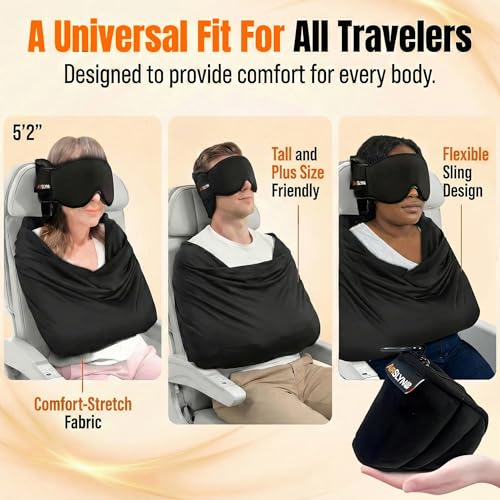 3-in-1 Airplane Sleep Support System - 2 Pack Integrated Plane Sleeping Accessories with Memory Foam Long Haul Flight Pillow
