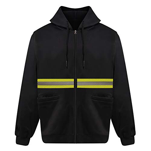 High Visibility Reflective Safety Hoodie Jacket With Removable Sleeves Hi Vis Outdoor Protective Workwear Unisex