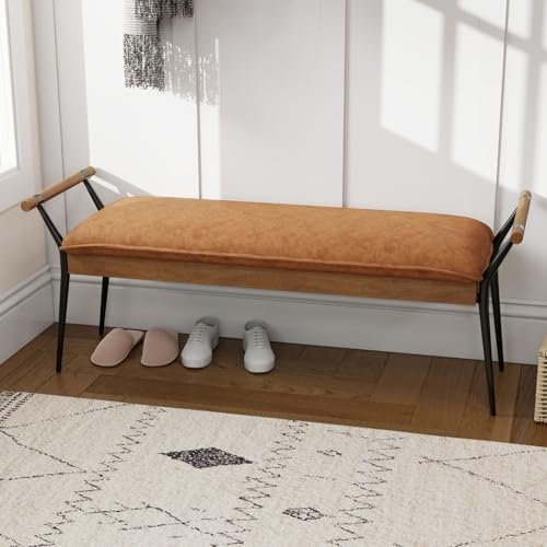 Long Ottoman Bench with Arms Metal Legs 2465