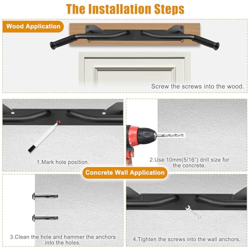 Heavy Duty Wall Mounted Doorway Pull Up Bar