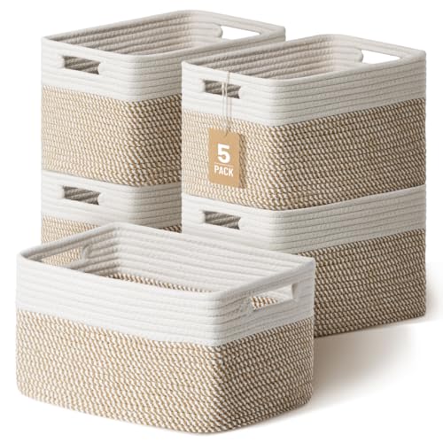 5 Pack Woven Storage Baskets