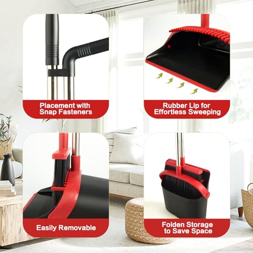 Broom and Dustpan Set with Long Handle