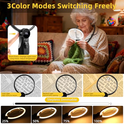Hands Free Magnifying Glass with Light for Close Work