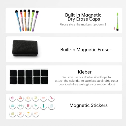 Magnetic Dry Erase Weekly Planner with Hourly Time Slots Whiteboard Calendar for Fridge