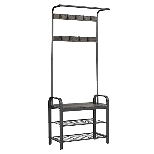 Coat Rack Hall Tree with Shoe Bench for Entryway