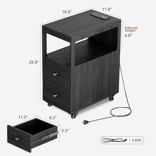 Bedroom Nightstand with Charging Station