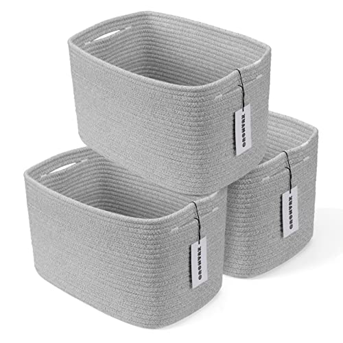 Cotton Rope storage Basket Bins Woven Basket for Organizing Shelves Rectangle Decorative Baskets For storage 3 pack