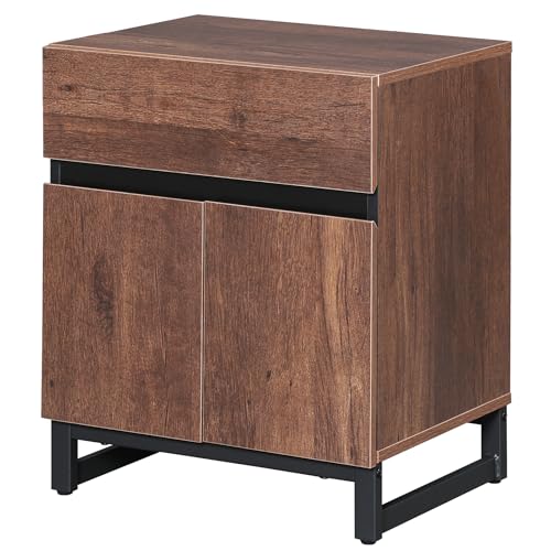 Modern End Table with 1 Drawer & 1 Storage Cabinet