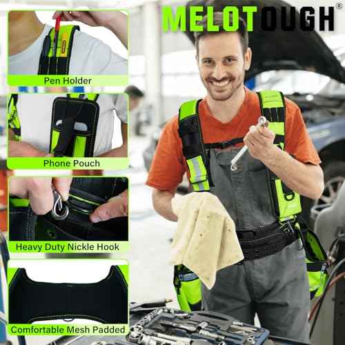 Tool Belt Suspenders Construction Bag Suspenders Padded Work Belt Hi Vis Suspenders for Carpenter
