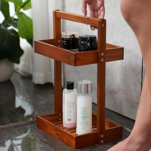 Teak Wood Shower Caddy Corner