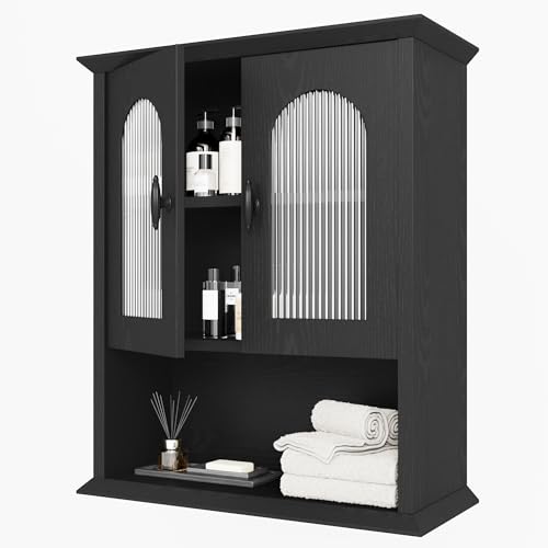 Bathroom Wall Cabinet with Fluted Door