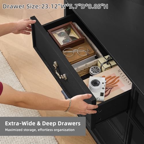 Wide Wood Farmhouse Night Stand with Drawers
