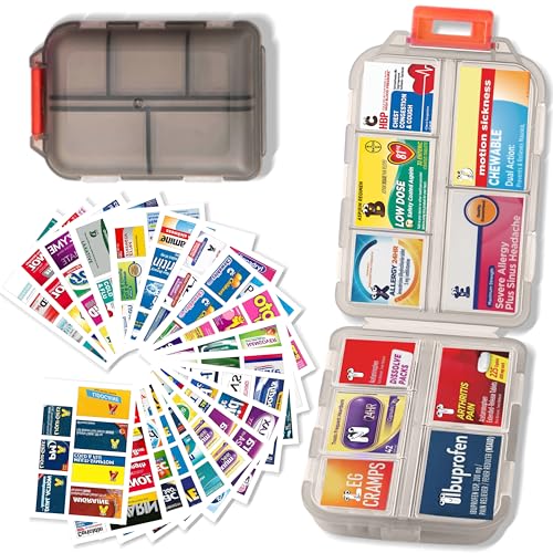Pill Organizer with Medicine Labels Travel Daily Pill Container Mini Medication Organizer Storage Pill Organizer Pill Case 7 Day Pill Organizer