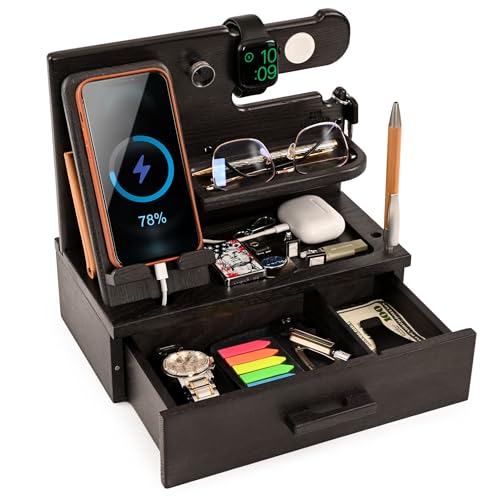 Wood Phone Docking Station with Drawer