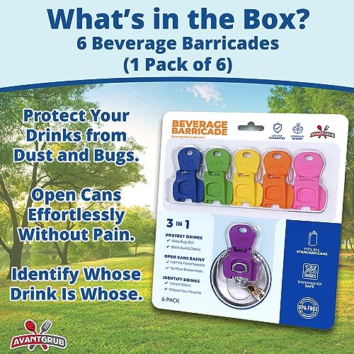 Complete Cover Easy Tab Opener New and Improved 12PK Beverage Barricade 2.0 Colorful Drink Can Protector Cap for Soda