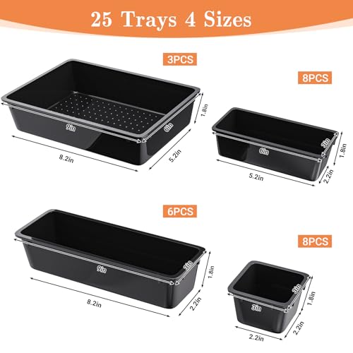 25 PCS Plastic Drawer Organizer