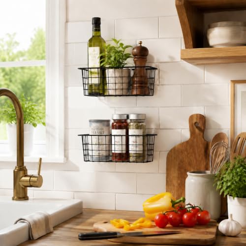 Hanging Kitchen Baskets Wire Storage Basket Over the Cabinet Door Organizer