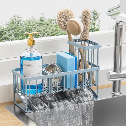 Kitchen Sink Caddy Organzier with High Brush Holder