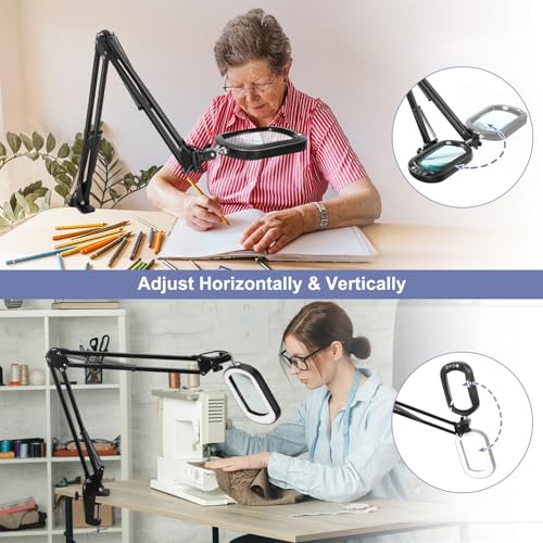 Large Magnifying Glass with Light and Clamp