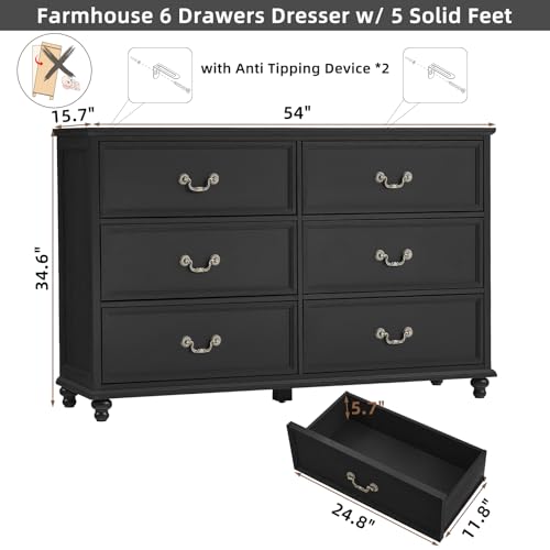 Wide Wood Farmhouse Night Stand with Drawers