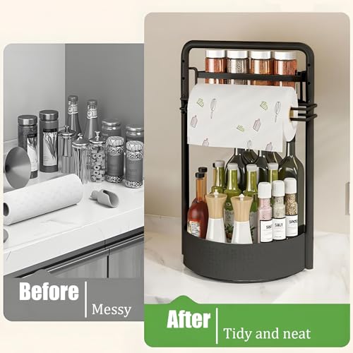 Rotating Spice Rack with Paper Towel Holder