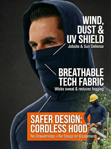 3 Pack Mens Sun Protection Fishing Hoodie with Face Mask UPF 50+ Long Sleeve Compression Work Shirt Quick Dry