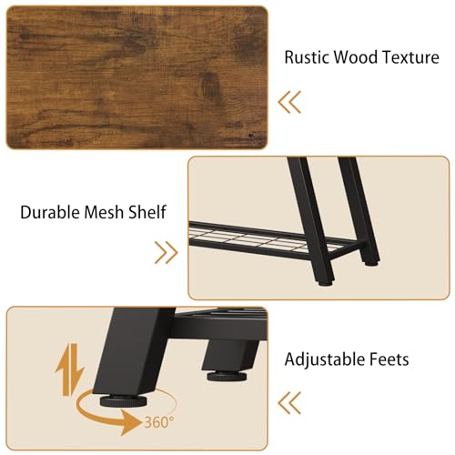 Industrial Entryway Bench Rustic Wood and Metal Storage Bench for Indoor Living Dining Room Bedroom Long Shoe Benches Seat