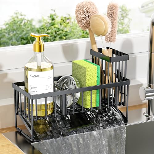 Kitchen Sink Caddy Organzier with High Brush Holder