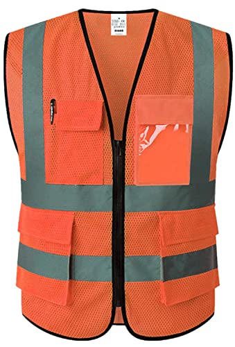 Reflective Safety Vest for Men & Women High Visibility Class 2 Vest with Pockets Meets ANSI Standards
