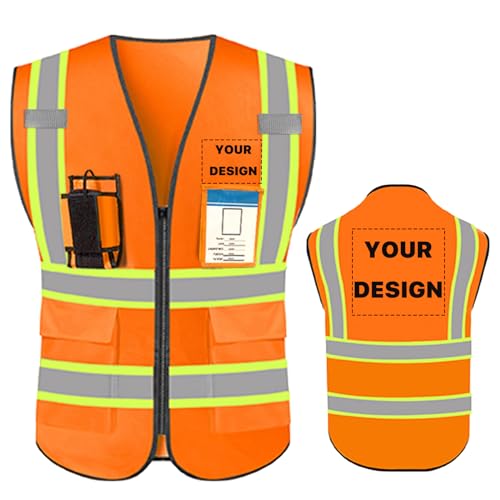High Visibility Reflective Safety Vest with Pockets Custom Your Logo Safety Workwear