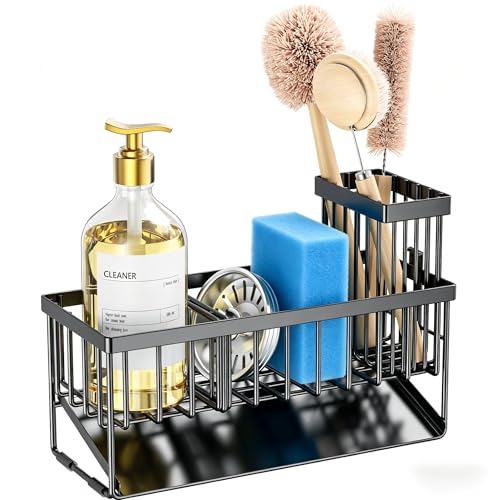 Kitchen Sink Caddy Organzier with High Brush Holder