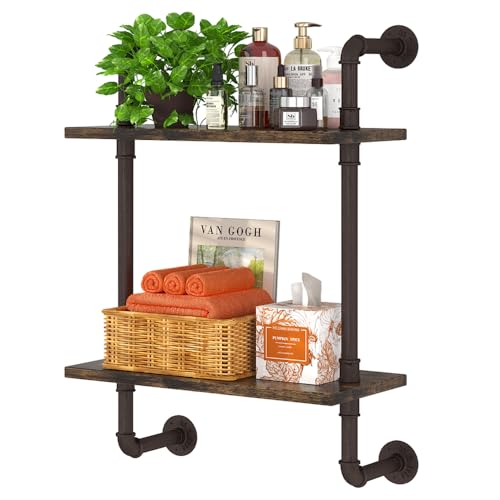 3 Tier Industrial Pipe Shelf Rustic Wood Floating Shelves