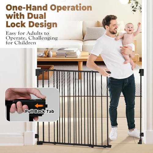 35 55" No Bottom Bar Baby Gates for Stairs