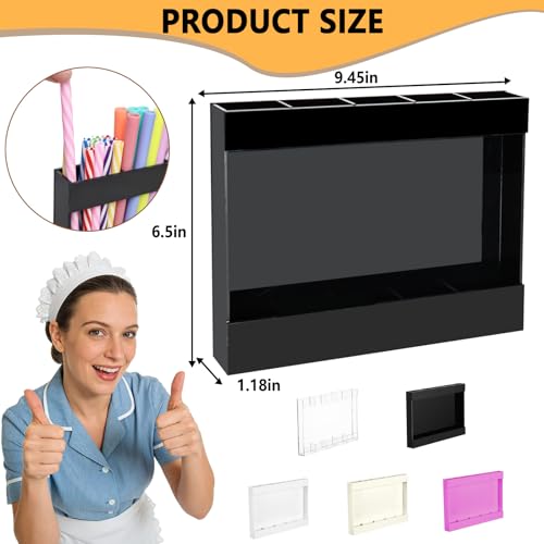 New Upgrade 9.5" Large Acrylic Straw Holder for Cabinet Door