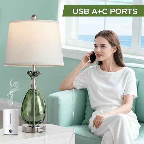 Coastal Glass Table Lamps Set of 2