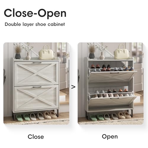 Shoe Storage Cabinet with Flip Drawers