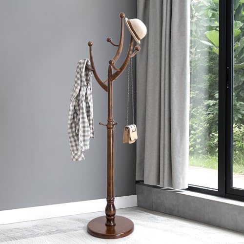 Coat Rack Freestanding Wood Tree Rack with 8 Hooks