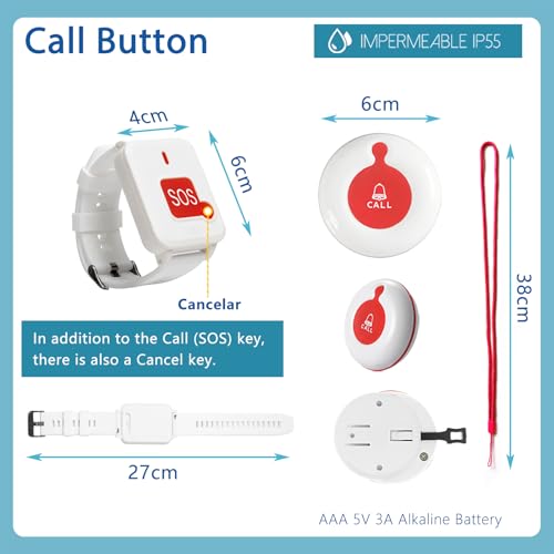 Alert Button for Seniors at Home Call Button Elderly Caregiver Pager Call Button Alert Panic Button Elder Alert System Emergency Long