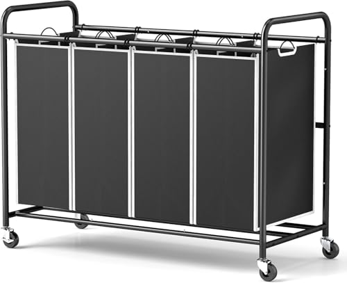 Laundry Hamper Sorter Cart with 4 Sections