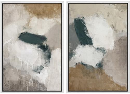 Framed Canvas Print Wall Art White Heron Pair in Marsh Coastal Illustrations Modern Art Decorative Bohemian Colorful for Living Room