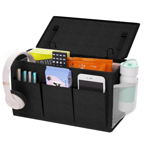 Bedside Caddy Bedside Organizer with Fixed Straps & Water Bottle Holder
