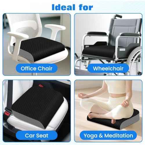 Seat Cushion Memory Foam Chair Pad for Sciatica & Hip Pain Relief